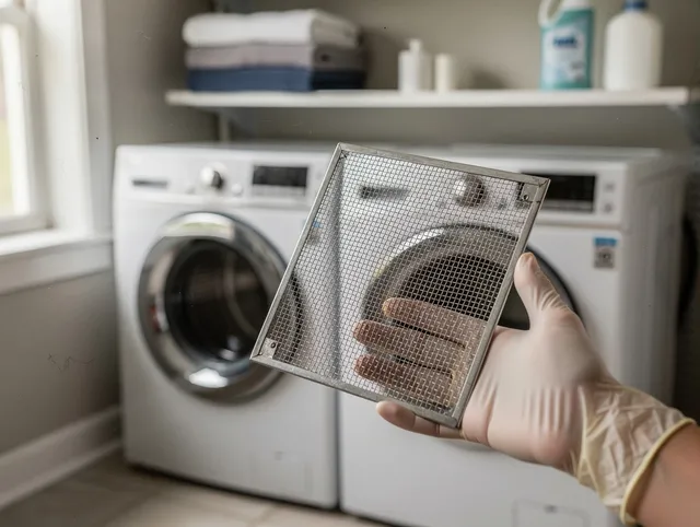 North Reading Dryer Vent Cleaning specialist performing detailed lint trap cleaning service in North Reading