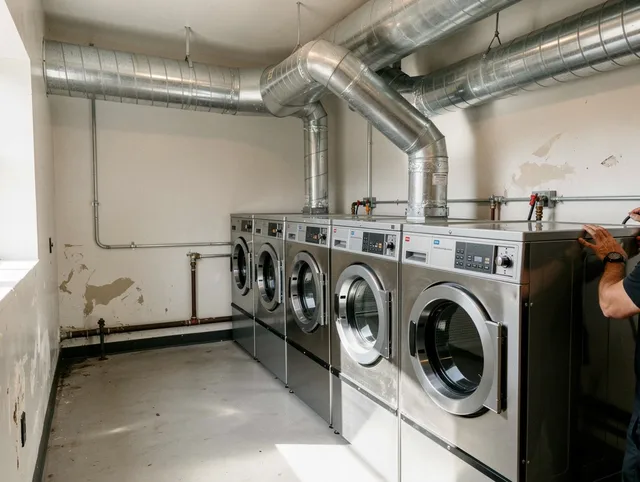 North Reading Dryer Vent Cleaning team performing large-scale commercial dryer vent cleaning in North Reading