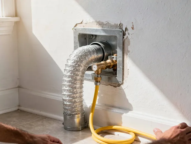 North Reading Dryer Vent Cleaning certified technician performing specialized gas dryer vent cleaning in North Reading